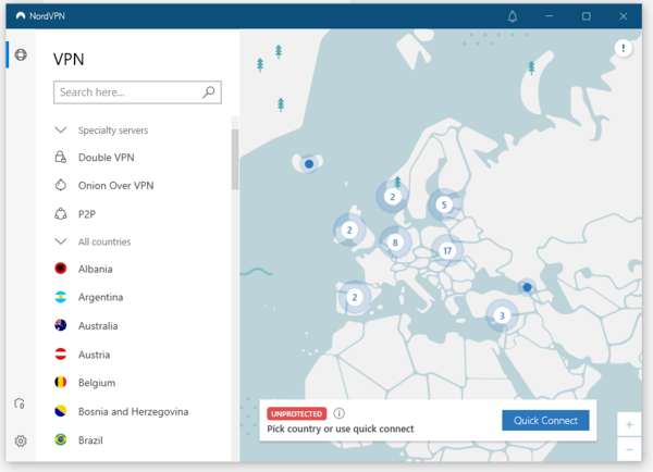 Select country for VPN